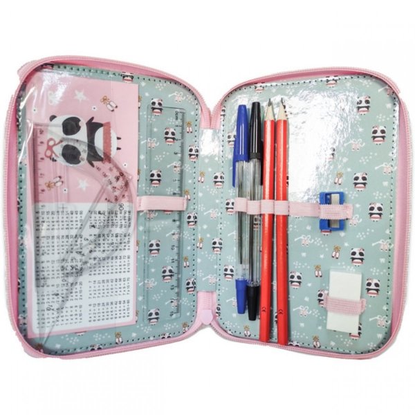 3-kom. Piórnik Miś Panda z Wyposażeniem Szkolny Paso [PP22AD-023]