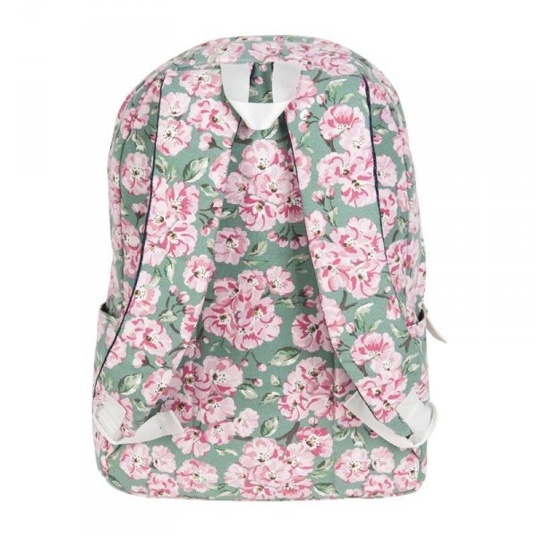 Plecak Vintage dla Dziewczyny Młodzieżowy Szkolny Kwiaty na Zielonym Tle 17-223E
