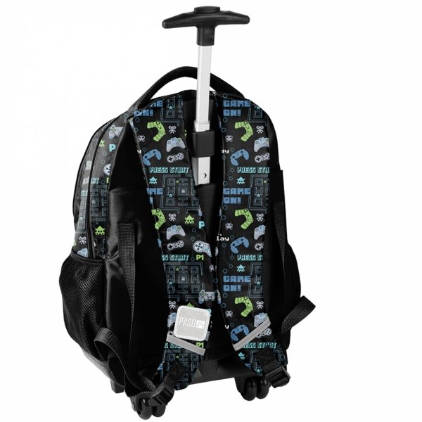 PLECAK NA KÓŁKACH SZKOLNY GAMEPAD GAMER GAMING DO 1 KLASY GRY KOMPLET 5w1