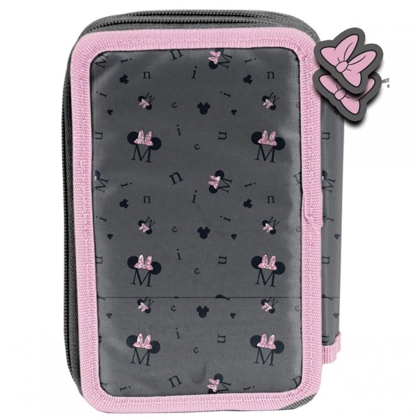 Bogaty Piórnik Myszka Minnie 3-komorowy z Wyposażeniem Szkolny [DM22BB-023]
