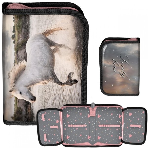 Piórnik Jednokomorowy koń dla Dziewczyny Uczennicy [PP22HR-001BW]