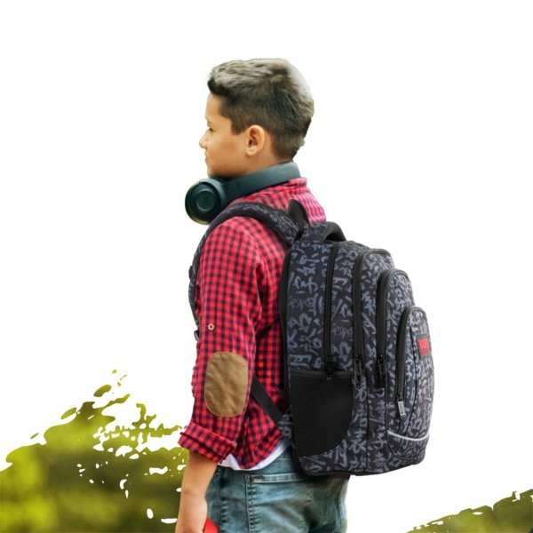 BACKUP PLECAK SZKOLNY MŁODZIEŻOWY ZESTAW 4 ele ANTYCZNY DLA CHŁOPAKA NAPISY