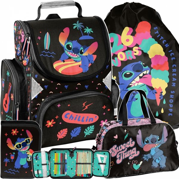 STICH TORNISTER SZKOLNY DLA DZIEWCZYNEK ZESTAW 4w1 DO SZKOŁY STITCH LILO
