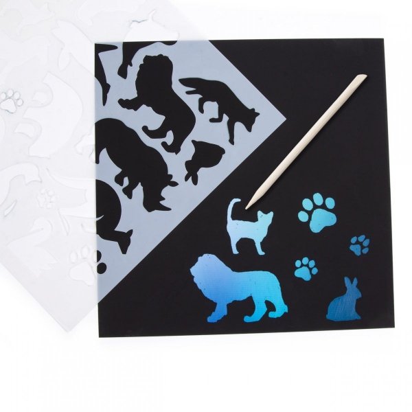 Zwierzaki Kreatywne Wydrapywanki z Szablonami Kidea + rysik [KWSAKA]