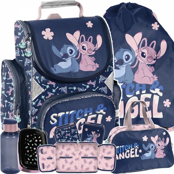 STITCH TORNISTER SZKOLNY DO KLAS 1-4 PODSTAWÓWKI ZESTAW 6 ele. STICH i LILO