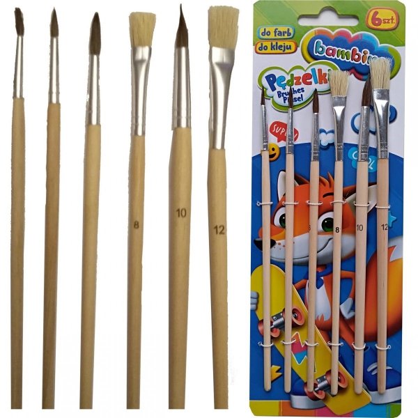 Pędzle Bambino Pędzelki Szkolne Zestaw 6szt [1697]