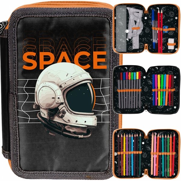NASA Piórnik 3 komorowy z Wyposażeniem Szkolny dla CHŁOPAKA PASO