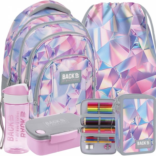 MŁODZIEŻOWY PLECAK BACKUP REFLEKSY SZKOLNY KOMPLET 5w1 DLA DZIEWCZYNY