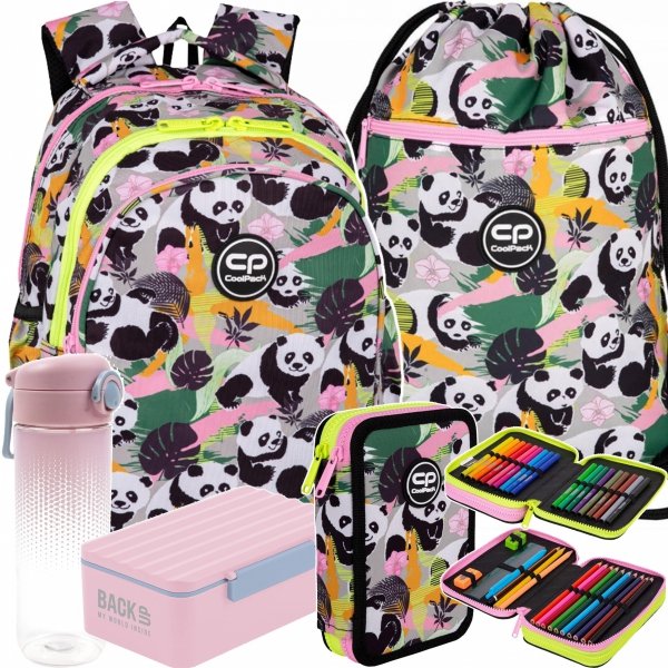 MIŚ PANDA CP PLECAK COOLPACK SZKOLNY ZESTAW 5w1 DLA DZIEWCZYNKI PANDA GANG