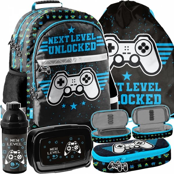 PLECAK SZKOLNY ZESTAW 5w1 GAMING GAMEPAD KOMPLET 5w1 DLA CHŁOPAKA Z PADEM