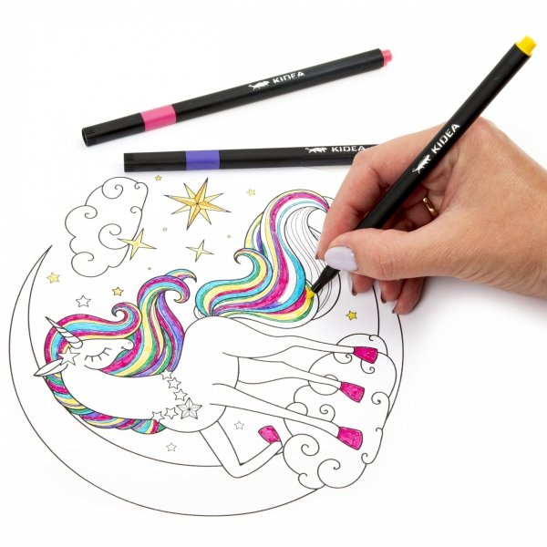 Flamastry PREMIUM 24 Kolory w Metalowym PUDEŁKU Kwadratowe Pisaki Kidea [FKMP24KA]