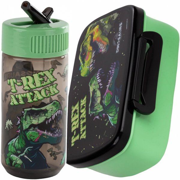 TYRANOZAUR BIDON ŚNIADANIÓWKA DINO DLA CHŁOPAKÓW DINOZAUR KOMPLET 2w1