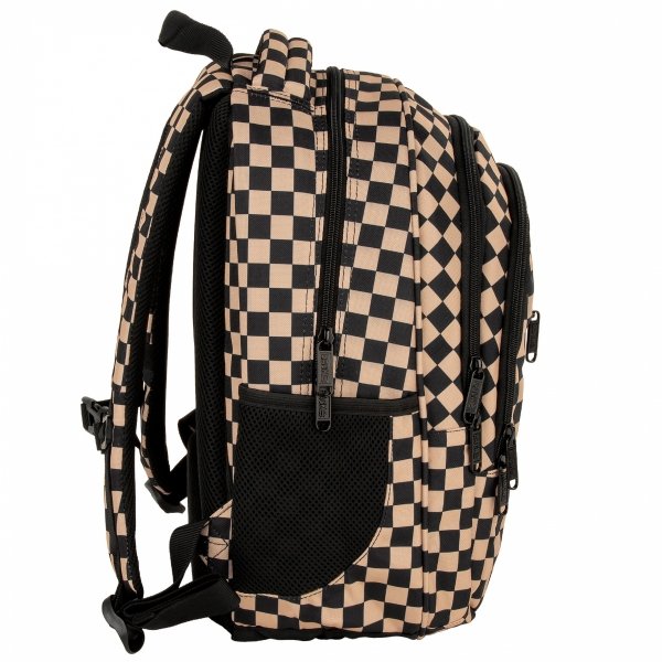 MŁODZIEŻOWY SZKOLNY PLECAK BACKUP KOMPLET 5 elem. SZACHOWNICA BEŻOWA KRATA