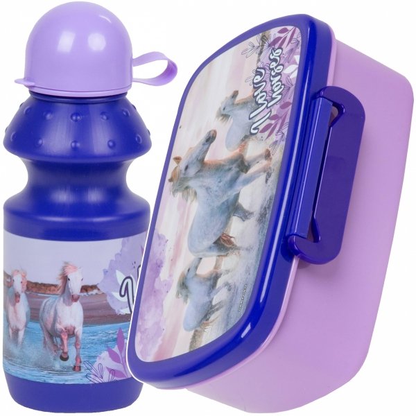 HORSE KOMPLET 2w1 BIDON ŚNIADANIÓWKA z KONIEM DERFORM DLA DZIEDWCZYNEK KOŃ