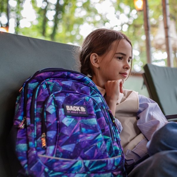 PLECAK BACKUP SZKOLNY MŁODZIEŻOWY DLA DZIEWCZYNY 4 kom. CRYSTAL ZESTAW 3w1