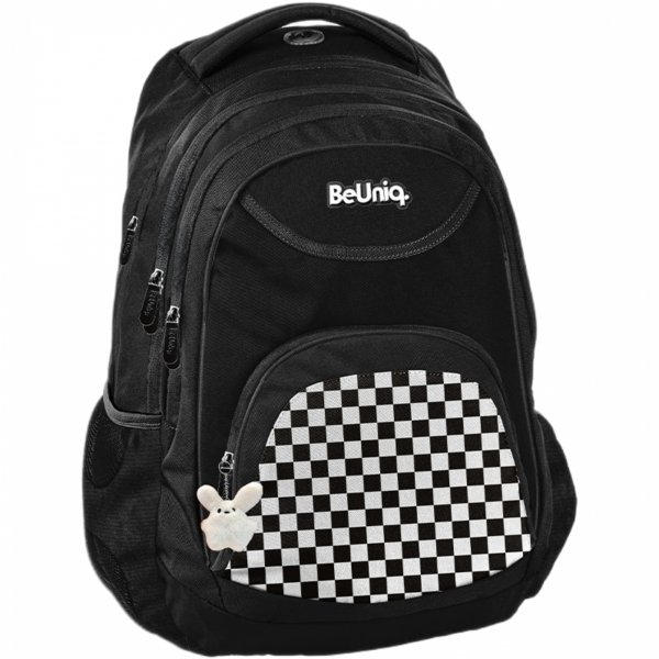 KWIATY SZACHOWNICA PLECAK SZKOLNY BeUniq MŁODZIEŻOWY DLA DZIEWCZYNY KRÓLIK