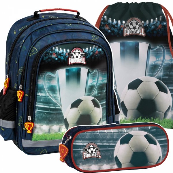 Komplet 3ele. Piłkarski Plecak Chłopięcy do Podstawówki [PL15BPI18]