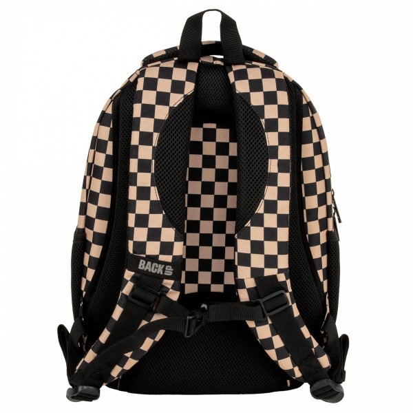 MŁODZIEŻOWY SZKOLNY PLECAK BACKUP KOMPLET 5 elem. SZACHOWNICA BEŻOWA KRATA