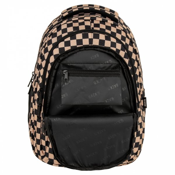 SZKOLNY PLECAK MŁODZIEŻOWY BACKUP KOMPLET 5w1 SZACHOWNICA BEŻOWA KRATA