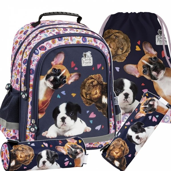 Pieski Plecak dla Uczennicy Szkolny Komplet 3elem [PL15BCF40]