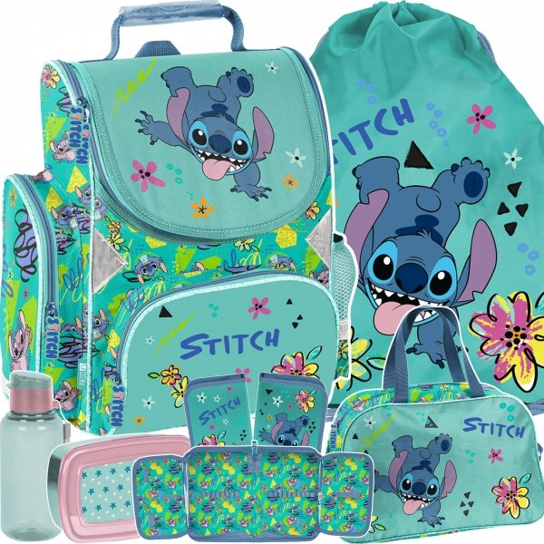 KOMPLET 6w1 TORNISTER STITCH DO 1 KLASY DLA DZIEWCZYNEK LILO i STITCH PASO