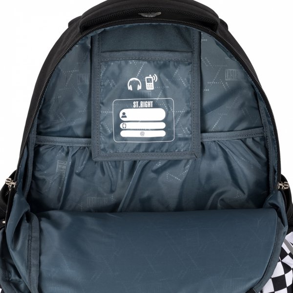 ST.RIGHT PLECAK SZKOLNY MŁODZIEŻOWY SZACHOWNICA K-POP CHAIN DUŻY ZESTAW 3el