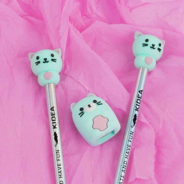 TEMPERÓWKA i 2x OŁÓWEK ZESTAW 3w1 KOTKI DLA DZIECI KIDEA z KOTY DO SZKOŁY