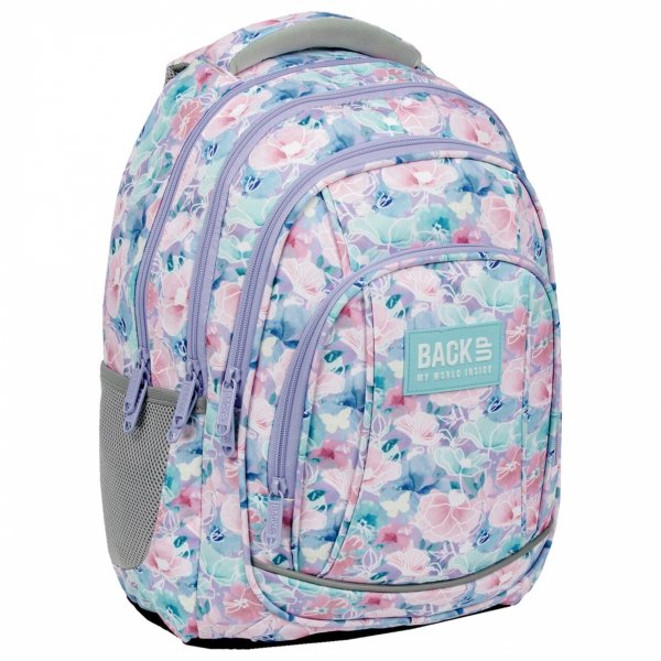 MŁODZIEŻOWY PLECAK KWIATY BACKUP DERFORM SZKOLNY DZIEWCZĘCY KOMPLET 5 ele.