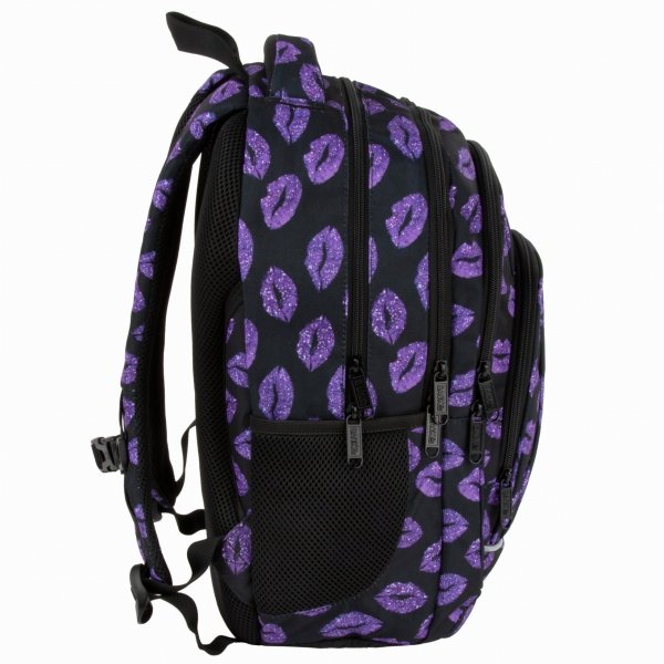 BACKUP PLECAK SZKOLNY MŁODZIEŻOWY DZIEWCZĘCY GLITTER KISS KOMPLET 5w1 USTA