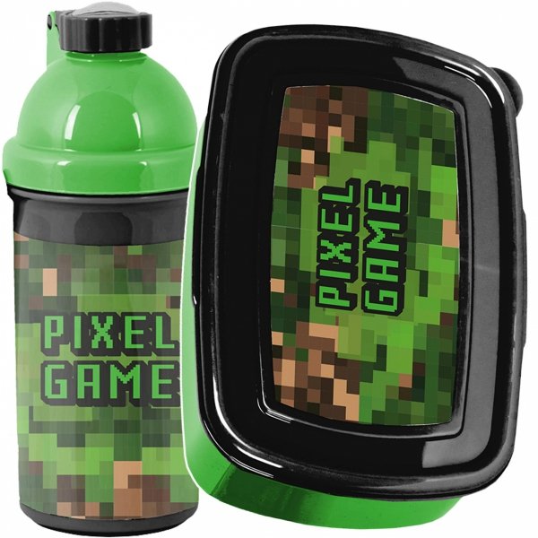 PIKSELE MINECRAFT BIDON ŚNIADANIÓWKA GRA GAMER ZESTAW GAMING DLA CHŁOPAKA