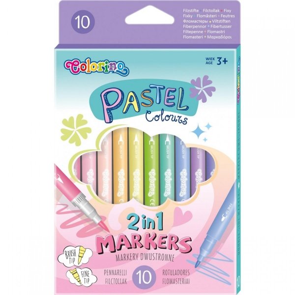 Dwustronne Flamastry Pastelowe 10 kol. Pastelowe Colorino [80875PTR]