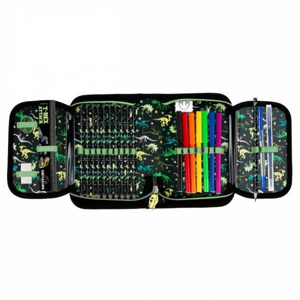 PLECAK DINOZAURY SZKOLNY DO 1 KLASY KOMPLET 3w1 TORNISTER TYRANOZAUR T-REX