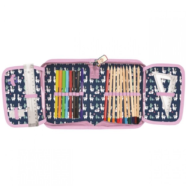 Szkolny Piórnik Lamy z Wyposażeniem Paso dla Dziewczynek [PP20LA-001]