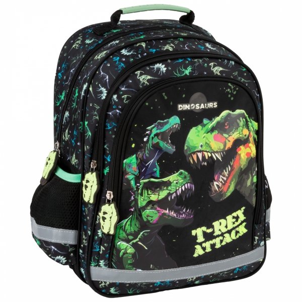 PLECAK DINOZAURY SZKOLNY DO 1 KLASY KOMPLET 3el TORNISTER TYRANOZAUR T-REX