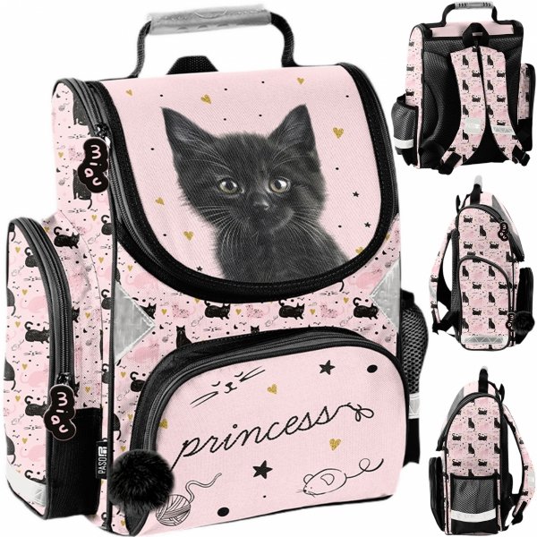 DZIEWCZĘCY TORNISTER SZKOLNY Z KOTKIEM DO 1 KLASY KOTEK DO PODSTAWÓWKI PASO