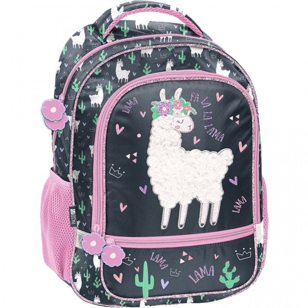 Modny Plecak Szkolny z Lamą Dziewczęcy komplet [PP23LA-260]