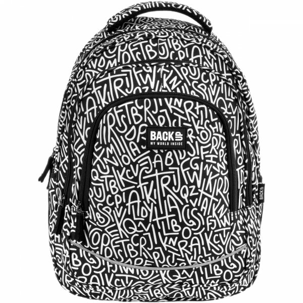 PLECAK KOMPLET 5w1 BACKUP SZKOLNY MŁODZIEŻOWY LITERY GRAFFITI 3 KOMOROWY