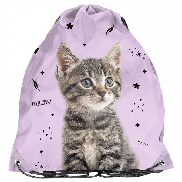 TORNISTER KOT DLA DZIEWCZYNY SZKOLNY Z KOTKIEM DO 1 KLASY KOTEK KOMPLET 3w1