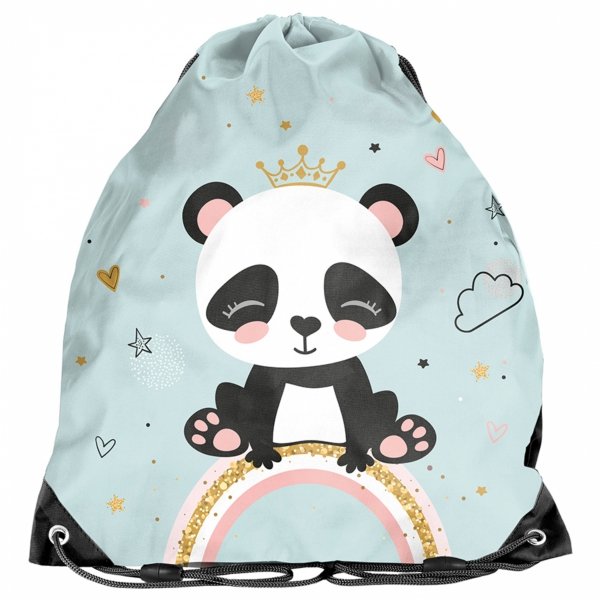 KOMPLET 5el TORNISTER SZKOLNY MIŚ PANDA DLA DZIEWCZYNKI DO 1 KLASY MIĘTOWY
