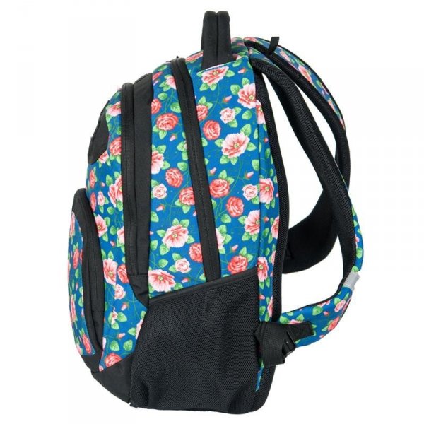 Plecak Młodzieżowy Szkolny dla Dziewczyny Niebieski w Kwiatki