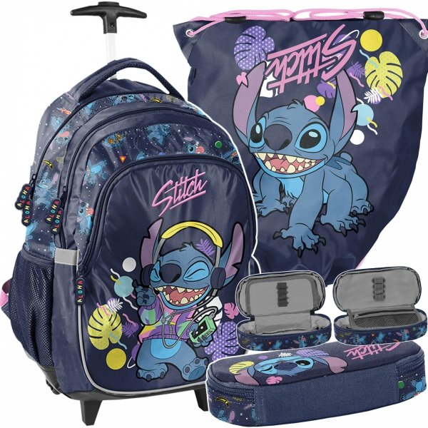 STITCH PLECAK NA KÓŁKACH ZESTAW 3w1 SZKOLNY DLA UCZENNIC STICH DZIEWCZĘCY