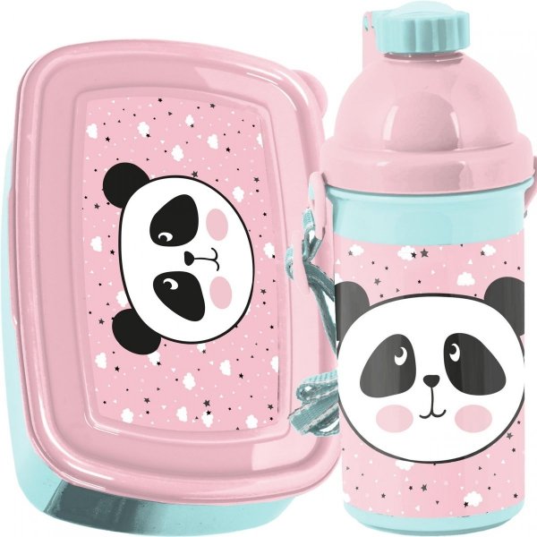 Zestaw Śniadaniówka Bidon Miętowy Misie Panda [PP21PD-3021]