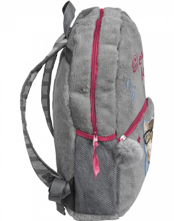 Plecak Pluszowy dla Dziewczyny Szkolny Szary [RHW-408]
