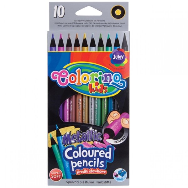 Kredki Metaliczne Colorino 10 Kolorów Ołówkowe Okrągłe [34678PTR]