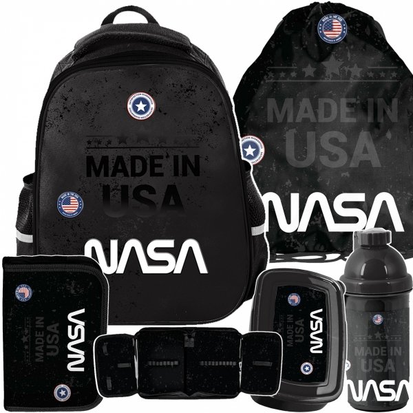Plecak Nasa Szkolny Komplet 5w1 do 1 klasy Czarny [PP23SA-565]