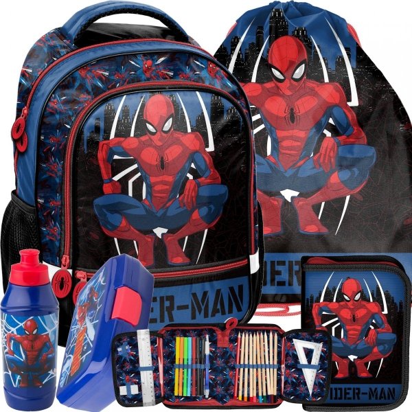 Komplet 5w1 Spider Man Plecak Szkolny do 1 klasy Paso [SPY-260]