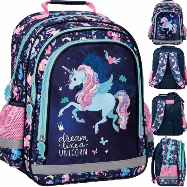 PLECAK JEDNOROŻEC SZKOLNY DO 1 KLASY PODSTAWÓWKI DZIEWCZĘCY UNICORN DERFORM
