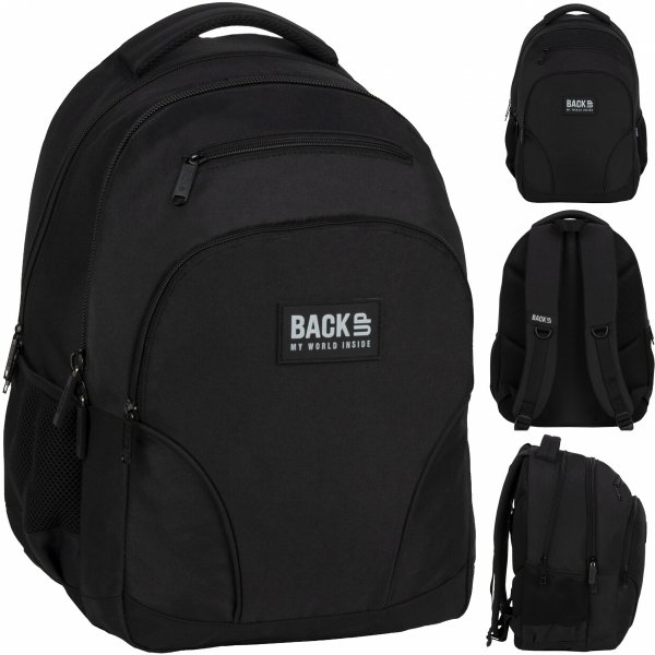 BACKUP CZARNY PLECAK DUŻY SZKOLNY MŁODZIEŻOWY 3 KOMOROWY DERFORM