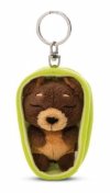 NICI 49990 Brelok Sleeping Pets pies brązowy 8cm, koszyk zielony