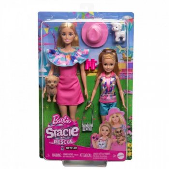 Mattel Zestaw lalek Barbie i Stacie z pieskami